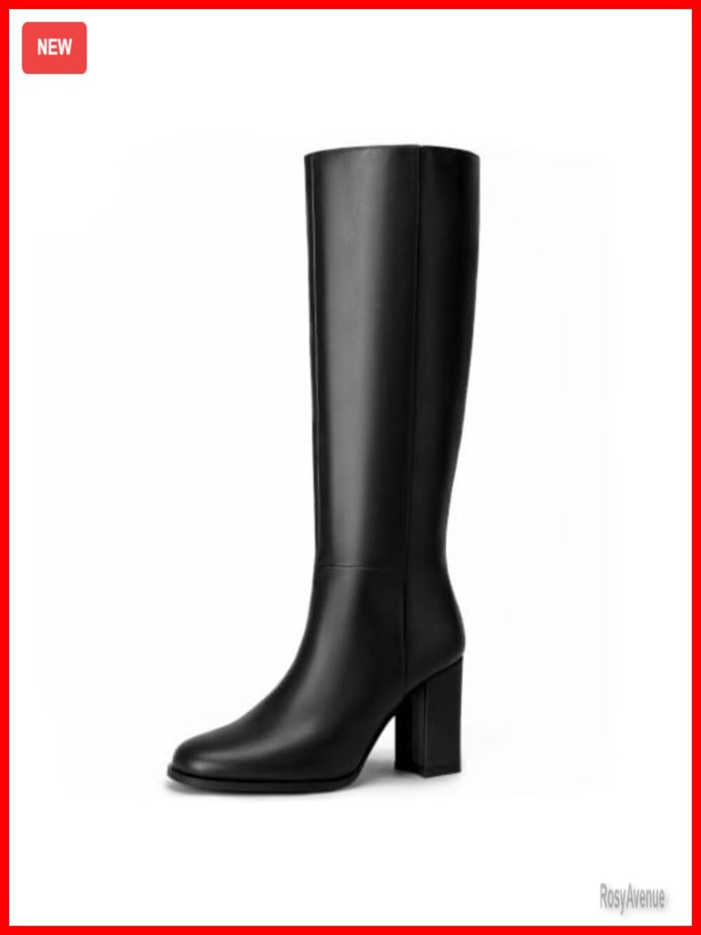 Women's Knee High Round Toe Block Chunky Heeled Dress Boots